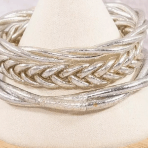Brazalete budista trenzado real – plata – Talla M de MaLune