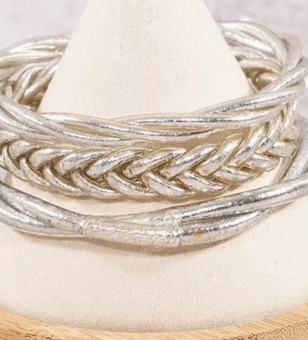 Brazalete budista trenzado real - plata - Talla M de MaLune Brazalete budista trenzado real – plata – Talla M de MaLune