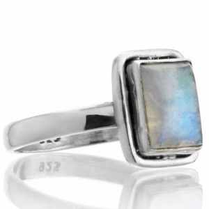 Plata Y Piedra Luna, Anillo Rectangular