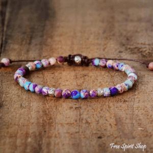 Pulsera ajustable hecha a mano con piedra de jaspe morado