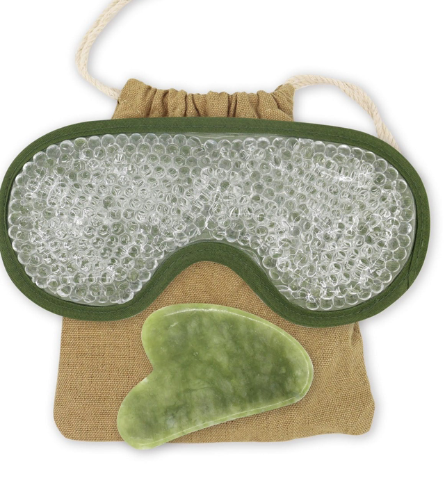 Kit Masque Yeux et GuaSha Jade Vert + Housse