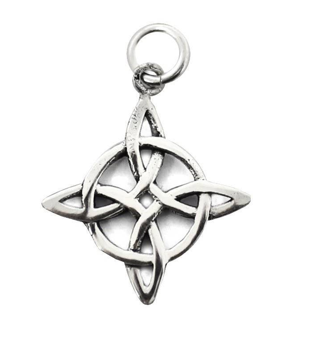 Colgante plateado con nudo de bruja