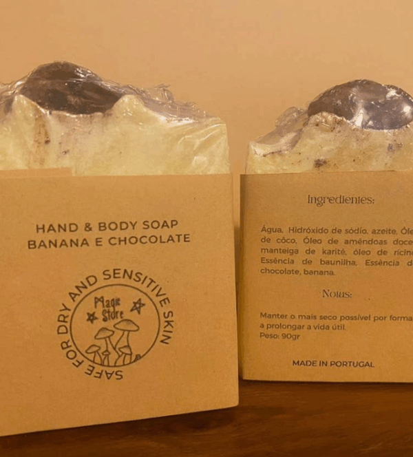 Jabón artesanal de plátano y chocolate