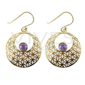 Pendientes de Bronce con Mineral -42-