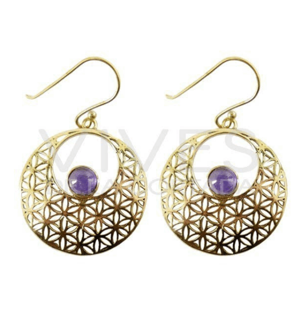 Pendientes de Bronce con Mineral -42- Pendientes de Bronce con Mineral -42-