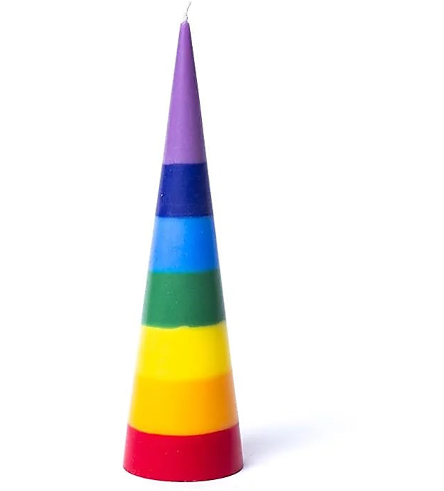 Vela cónica Arco Iris sin aroma 21×5.5 cm