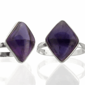 Anillo De Plata Con Gema Amatista, Rombo Básico