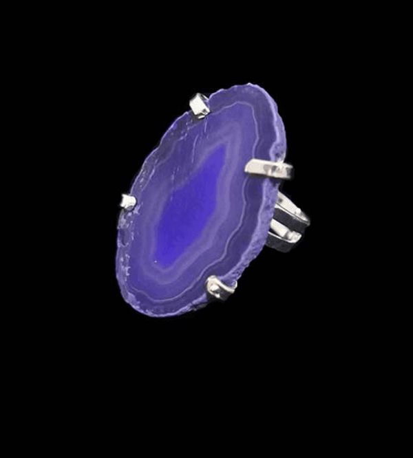 Anillo de Ágata Lila Teñida BP
