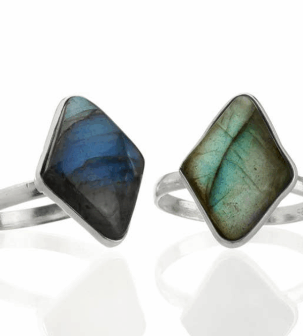 Anillo De Plata Con Gema labradorita,Rombo Básico Anillo De Plata Con Gema labradorita,Rombo Básico