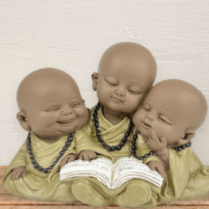 Estatuilla de Buda – Lectura de 3 bonzos – Idea de decoración Zen y Feng Shui