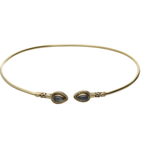 Pulsera de Bronce Fina con Labradorita -26-