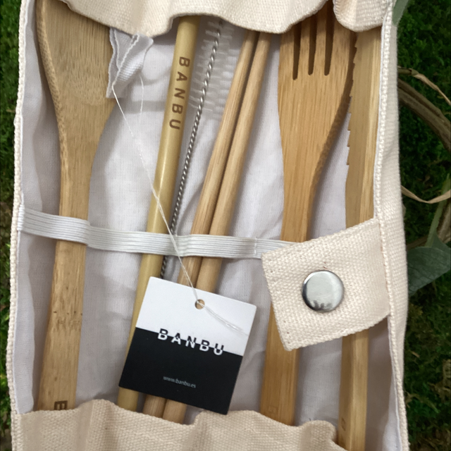 Kit Cubiertos De Bambú
