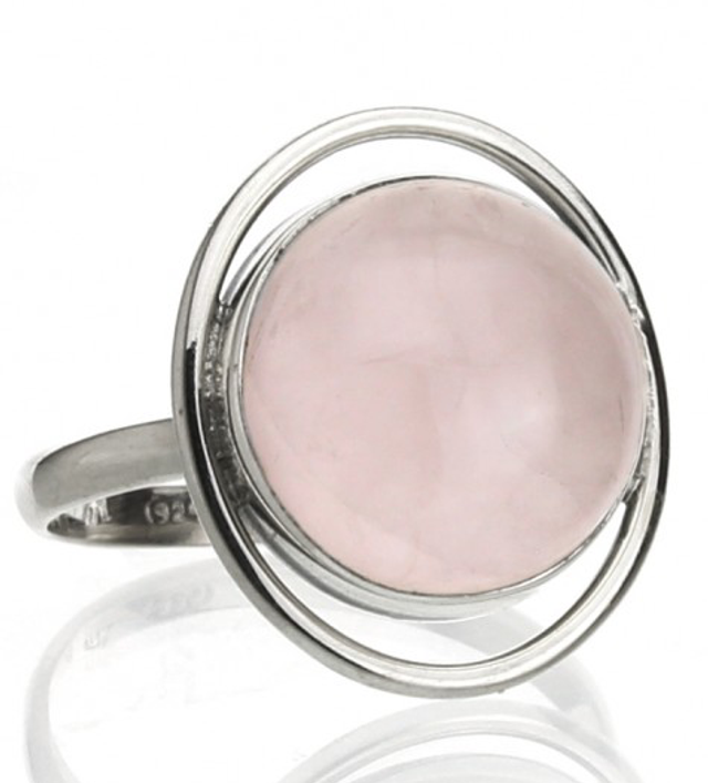 Anillo Selene cuarzo rosa plata talla20