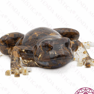 Sapo Orgonita, ojo de tigre y purpurina dorada
