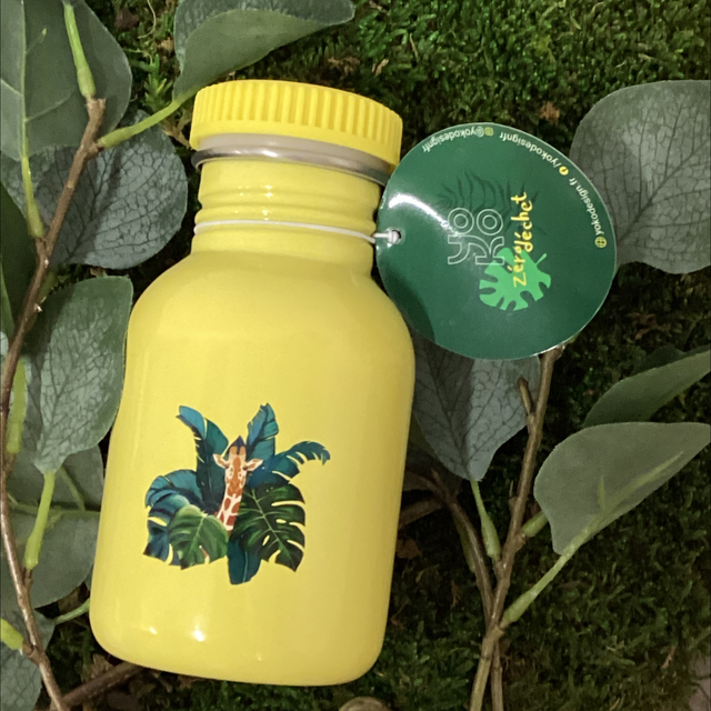 Botella isotérmica yoko jirafa, amarilla botella en acero inoxidable de 350 ml
