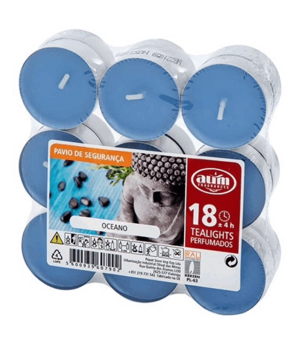 Paquete de 18 velas Tealight Ocean. Velas de té