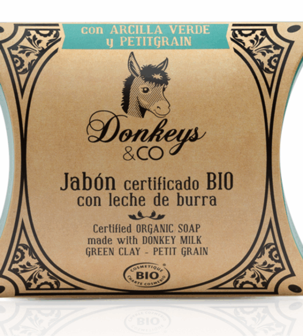Jabón de leche de burra y arcilla verde Petit Grain Donkeys 100g