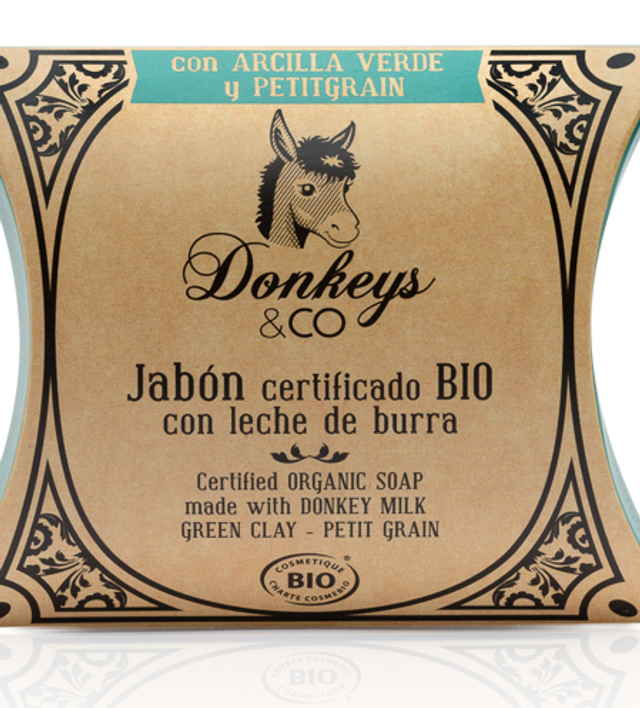 Jabón de leche de burra y arcilla verde Petit Grain Donkeys 100g