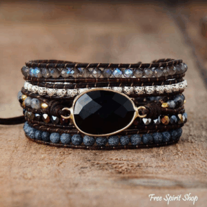 Pulsera envolvente con cuentas de ónix negro natural