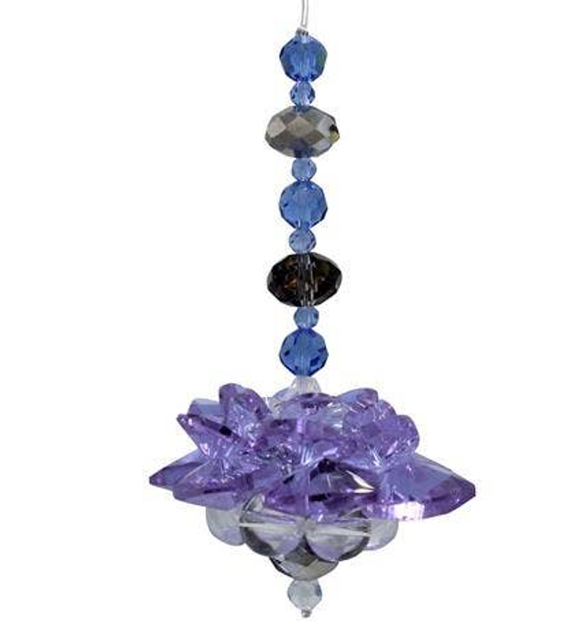 Perlas de cristal colgantes de cristal 7 chakras flor de loto morado