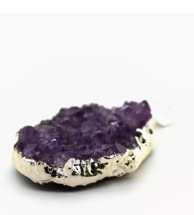 Colgante Drusa de Amatista Grande – Baño de Plata