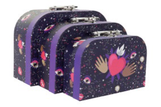 CajaSet 3 carton metal 28X9,5X20 GOOD Luck Lila