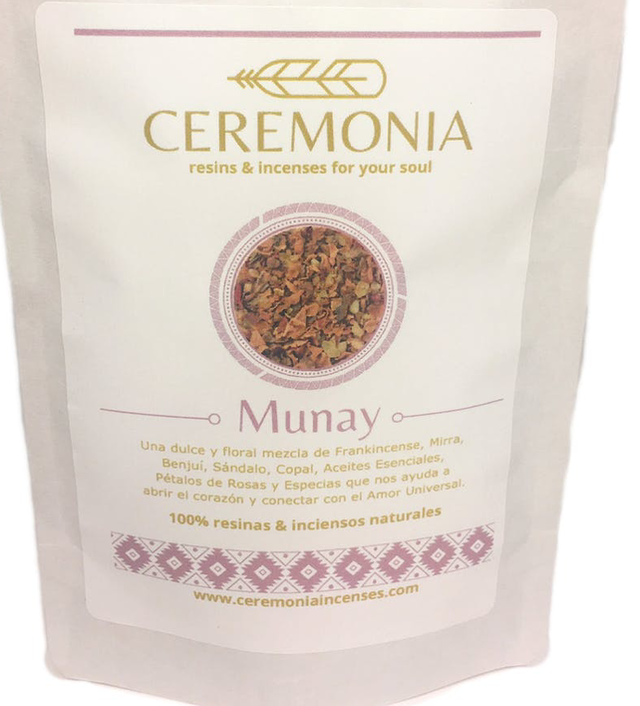 Incienso Munay 100g mezcla de incienso y resinas aroma dulce y floral