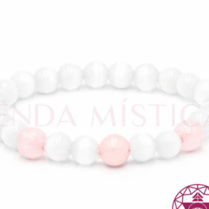 selenita y cuarzo rosa, 6 mm