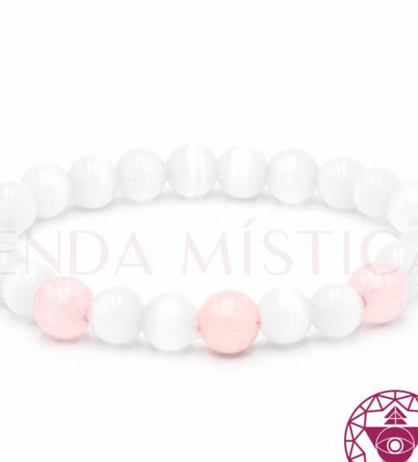 selenita y cuarzo rosa, 6 mm selenita y cuarzo rosa, 6 mm