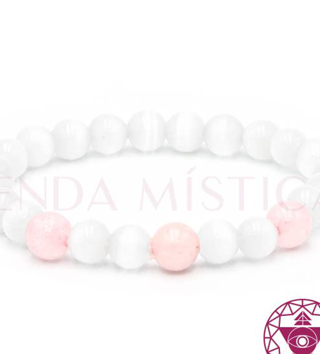 selenita y cuarzo rosa, 6 mm