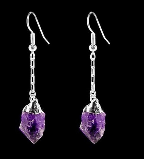 Pendientes Punta de Amatista Baño de Plata