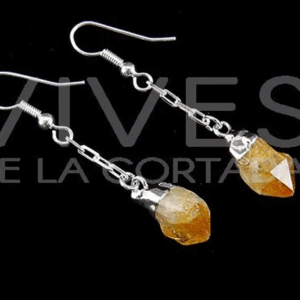 Pendientes Punta de Citrino Calentado en Baño de Plata
