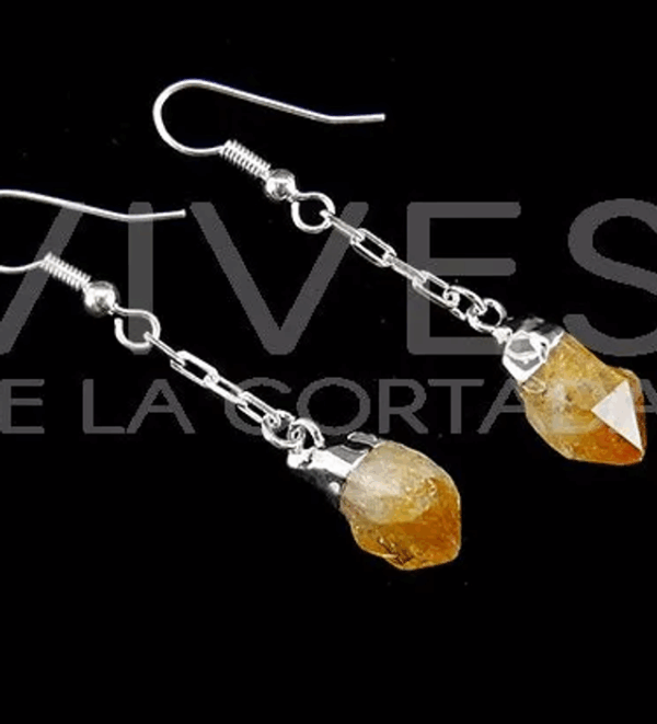 Pendientes Punta de Citrino Calentado en Baño de Plata