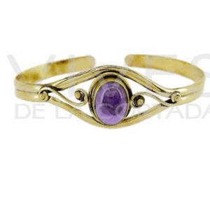 Pulsera de Bronce con Cabujón Grande Amatista