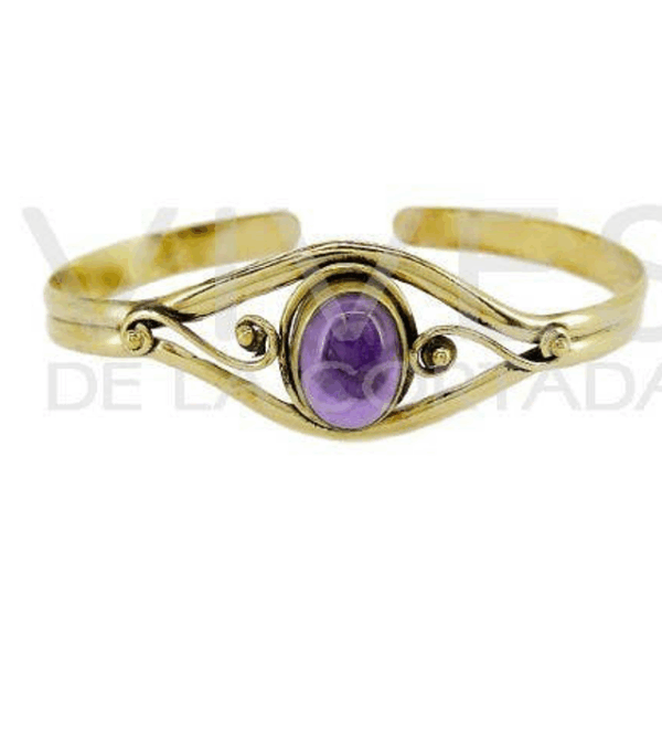Pulsera de Bronce con Cabujón Grande Amatista Pulsera de Bronce con Cabujón Grande Amatista