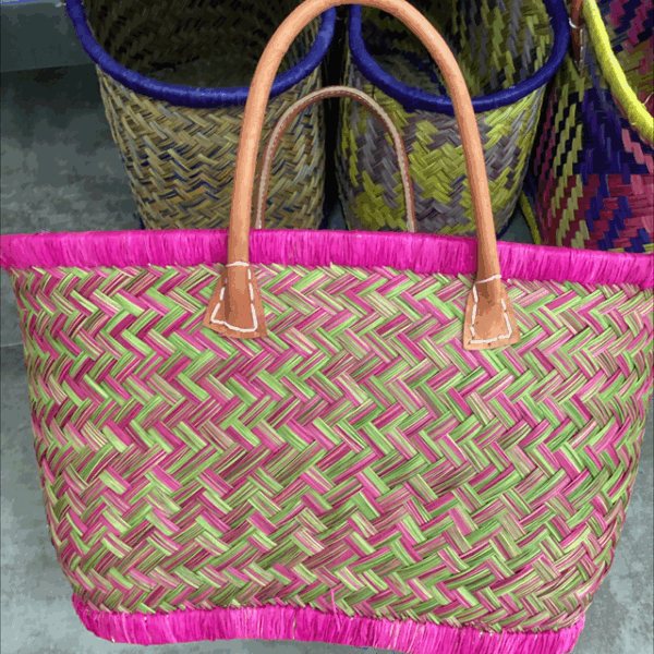 Bolsa Cesta De Fibra Vegetal Y Colores Bolsa Cesta De Fibra Vegetal Y Colores