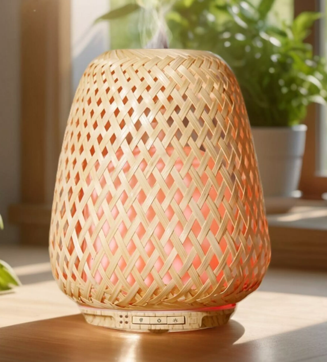 Difusor de aceites esenciales Olaki – Difusor de bambú tejido – Difusión ultrasónica