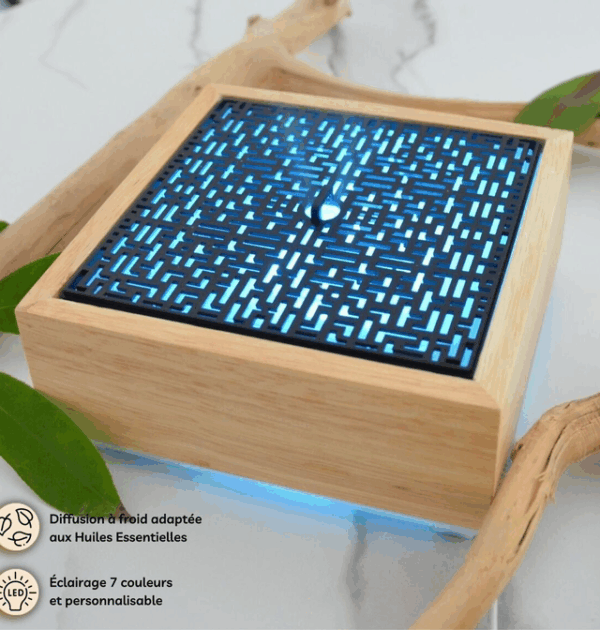 Difusor ultrasónico - Kaori - Aromas y aceites esenciales. Base de madera Difusor ultrasónico – Kaori – Aromas y aceites esenciales. Base de madera