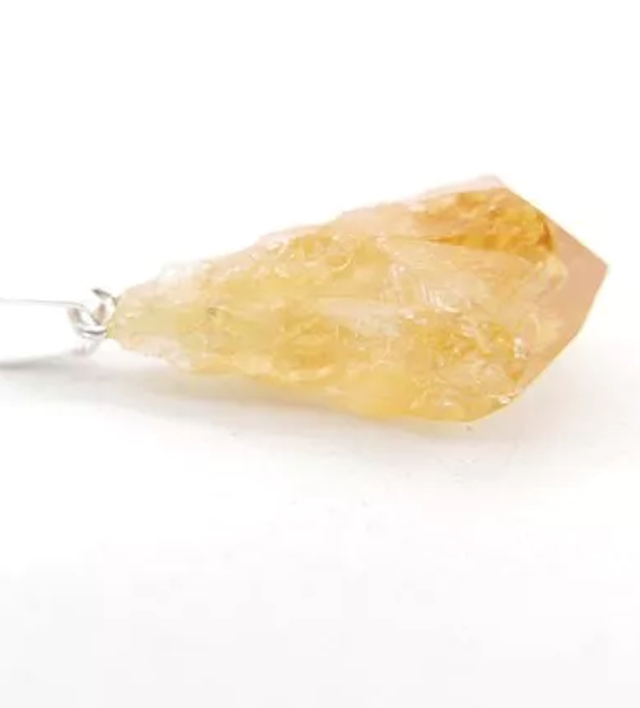 Colgante Punta de Citrino Calentado Bruto 1 en Baño de Plata
