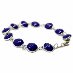 Set de pulseras con forma de ojo turco – Azul y plata