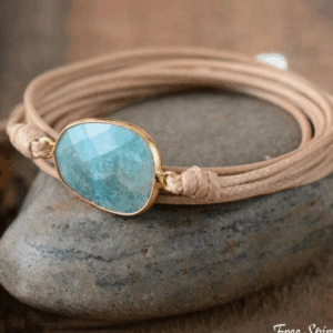 Pulsera envolvente de cuerda de amazonita natural