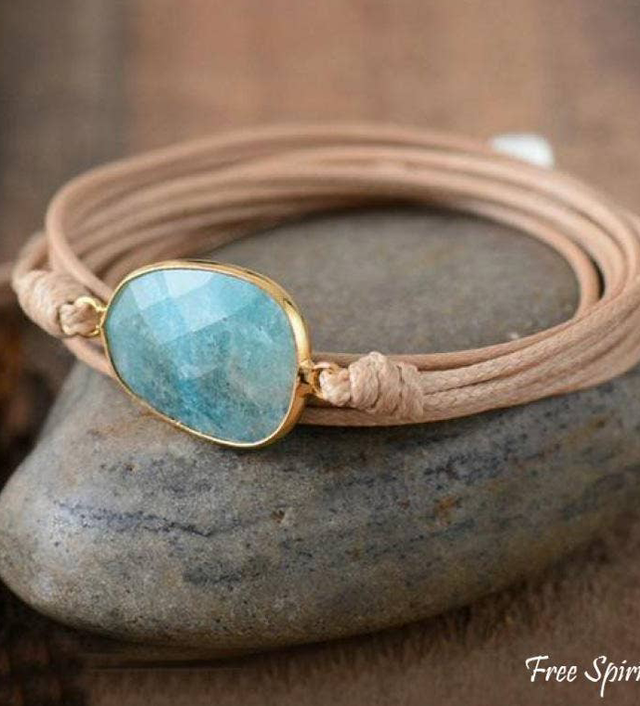 Pulsera envolvente de cuerda de amazonita natural