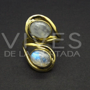 Anillo de Bronce Ajustable con Piedra Luna -5.1-