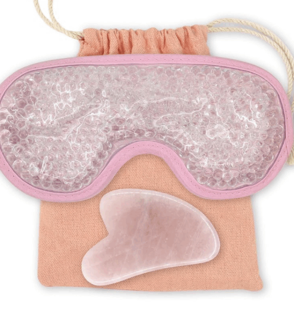 Kit Masque Yeux et GuaSha Quartz Rose + Housse Kit Masque Yeux et GuaSha Quartz Rose + Housse