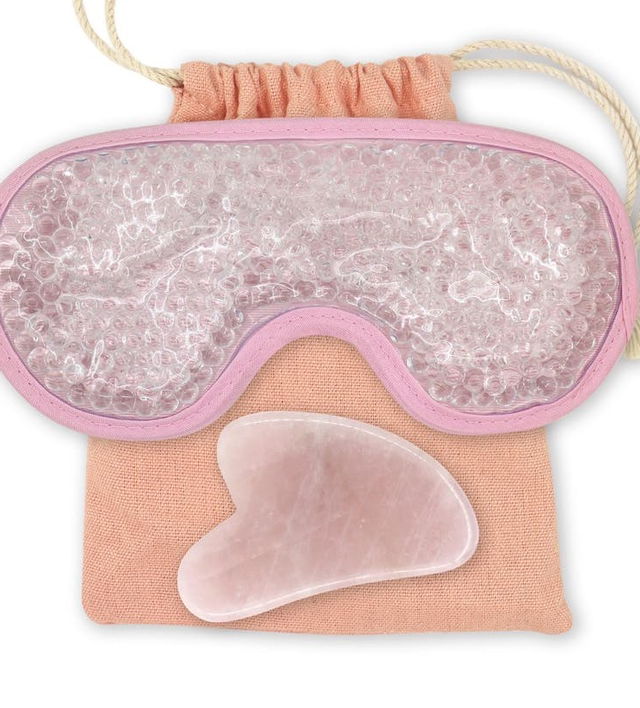 Kit Masque Yeux et GuaSha Quartz Rose + Housse
