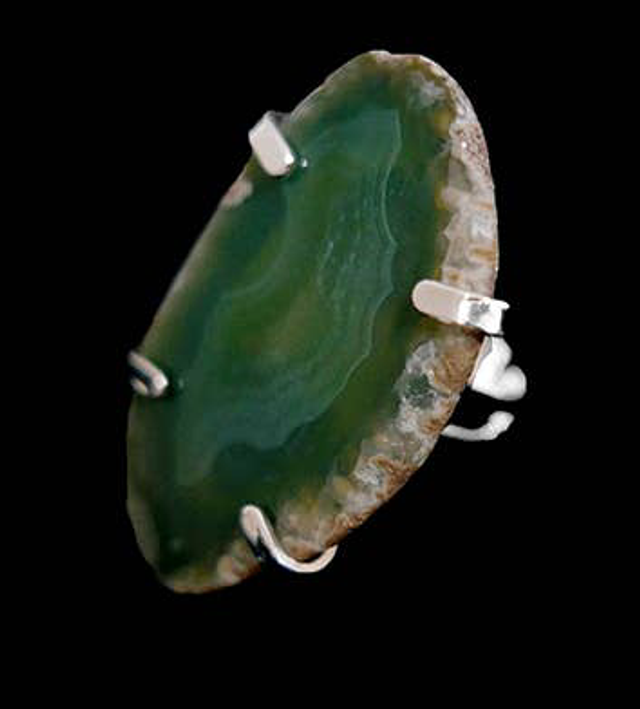 Anillo de Ágata Verde Teñida