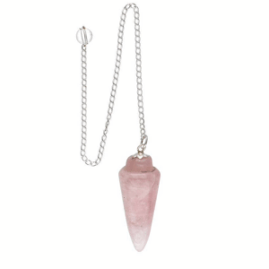 Péndulo en forma de gota de cuarzo rosa