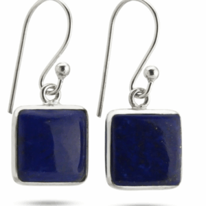 Pendientes modelo cuadrado básico de lapislázuli en plata