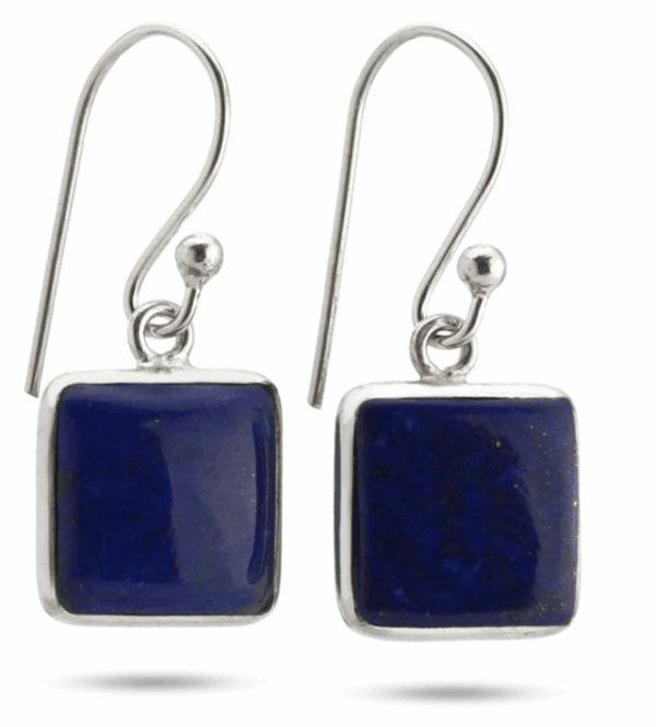 Pendientes modelo cuadrado básico de lapislázuli en plata