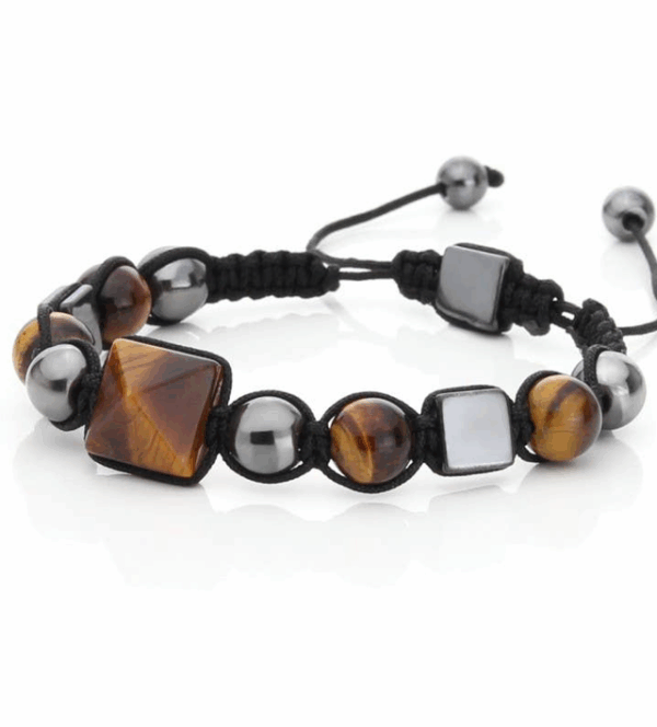 Pulsera Con Pirámide De Piedra Semipreciosa. Ojo de tigre Pulsera Con Pirámide De Piedra Semipreciosa. Ojo de tigre